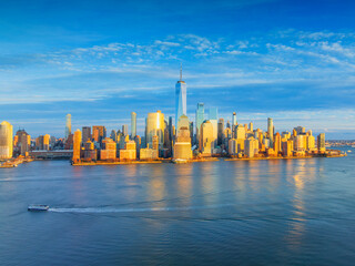 Aerial view of Manhattan golden hour
