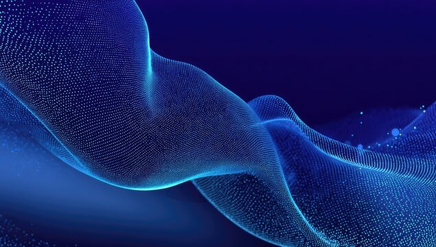 Abstract Blue Wave Particle Mesh Background for Technology Concepts.