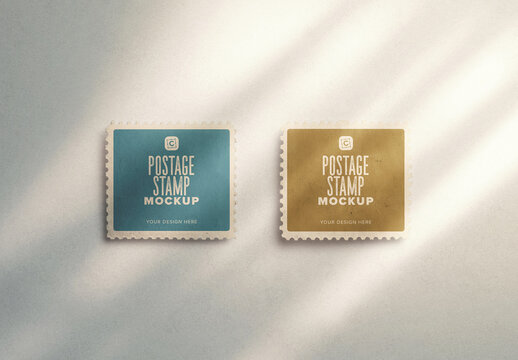 Two Horizontal Postage Stamp Mockup