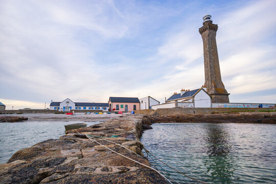 Eckmuhl ligthhouse in Penmarch on the coast of Brittany - France