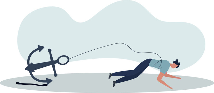 Freedom, relief or escape from bad habit, psychology anchoring effect or cut heavy burden to growing more concept.person's life situation and his activities.