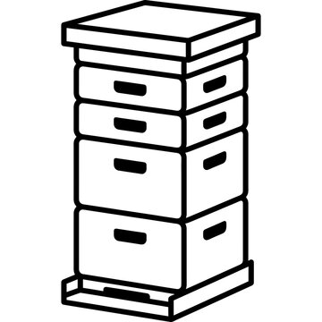 Minimalistic stacked Langstroth beehive outline icon