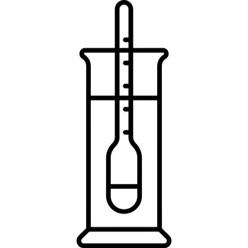 Minimalistic brewing hydrometer in test jar outline icon