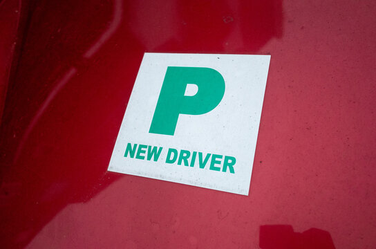 New driver sticker on car hood