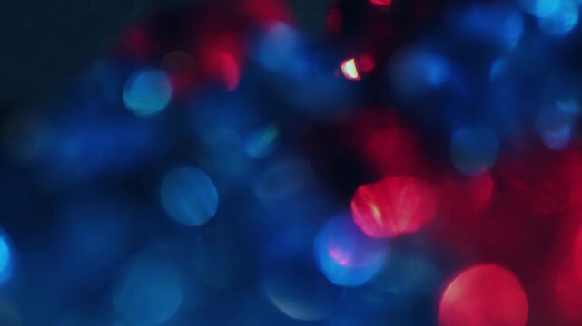 Cinematic Red and Blue Neon Bokeh Video Overlay - Police Sirens Cyberpunk