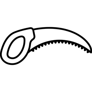 Minimalistic small curved veneer cutting saw outline icon