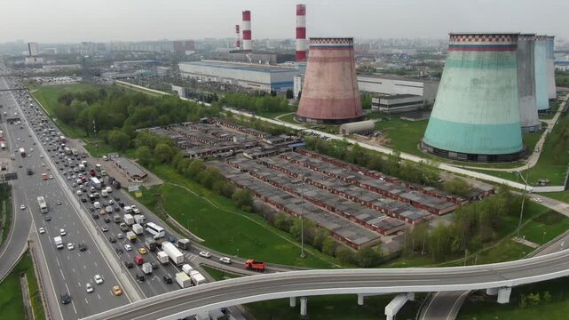 Forward flight above Moscow garage area near MKAD