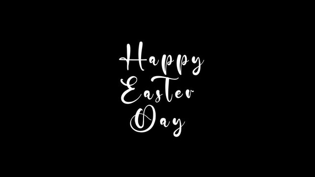 White cursive text 'Happy Easter Day' on a plain black background, celebrating the spring holiday with a festive greeting.