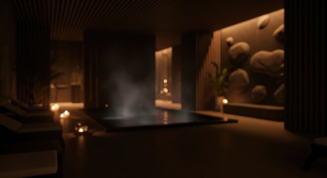 Dark and mysterious ancient temple interior with glowing artifacts.