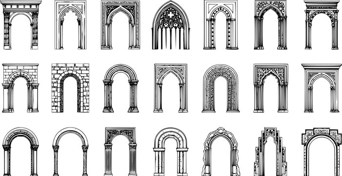 Architectural Arches: A Collection of Illustrated Vintage Portal Designs