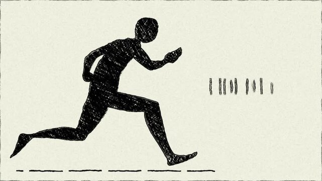 Liberty Freedom Runner Silhouette Hand Drawn Sketch of Movement