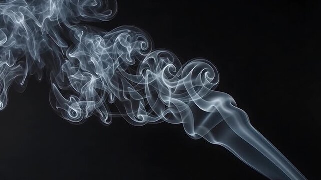 Ephemeral Whispers: Abstract patterns of swirling smoke gracefully dance against a dark canvas, capturing the beauty of transience.