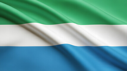 Obraz premium Sierra Leone's vibrant national flag waving proudly, symbolizing unity and independence, a powerful representation of national pride and identity