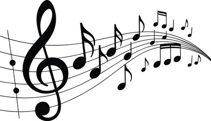 Large treble clef with music notes on staff lines © KhandokerMehedi