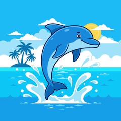 Obraz premium Dolphin jumping out of water.