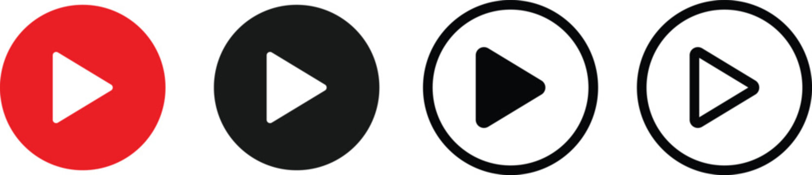 Play button icons in red black and white