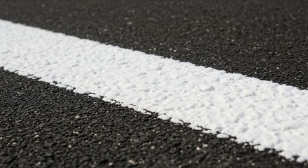Fototapeta premium Freshly Paved Asphalt Road With A Bold White Line Texture Detail