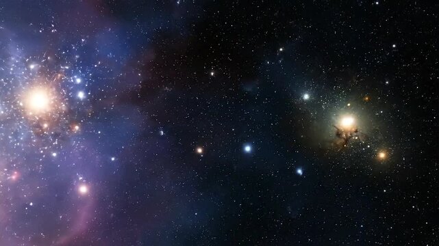 A stunning galaxy scene showcasing a vibrant nebula with bright stars and celestial bodies floating in deep space.