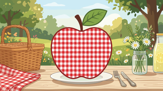 Picnic Basket Apple Food Illustration for Summer Season Marketing & Promotions