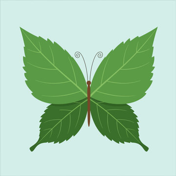 Green Butterfly with Leaf Wings.