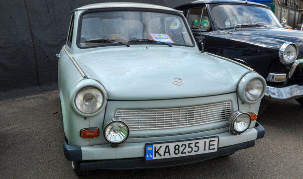 Grey 1985 Trabant 601, produced by VEB Sachsenring in East Germany was the most common vehicle in the former GDR and became a symbol of the Eastern Bloc