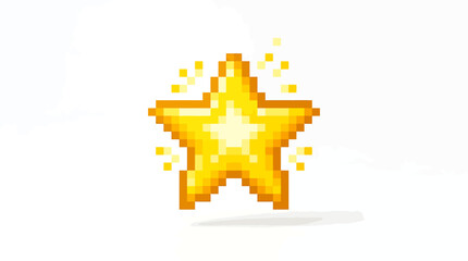 Obraz premium A dazzling pixelated golden star, gleaming with bright sparkles, perfect for illustrating top performance, premium quality, or a special award in various digital applications and game UI