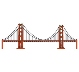 Obraz premium Golden Gate Bridge Skyline Vector Illustration Isolated on White Background