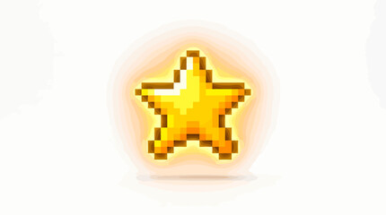 Obraz premium Golden Pixelated Star Icon Glowing with a Subtle Aura, Representing Achievement and Success