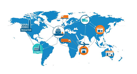Naklejka premium Global Network Connections Map Icons. Vector Illustrations. EPS Editable