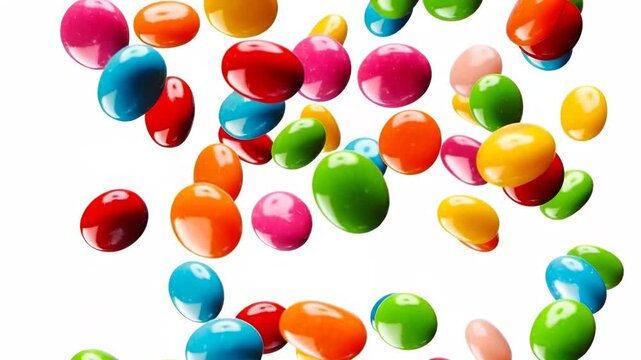 Falling Colorful Candy Isolated On White Background