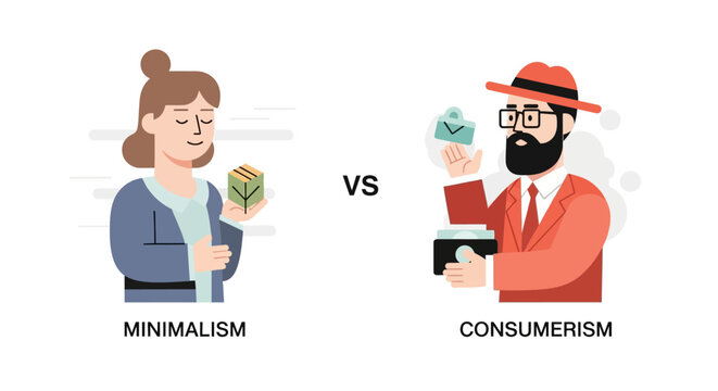 Minimalism Versus Consumerism Concept A Visual Representation of Two Contrasting Lifestyles