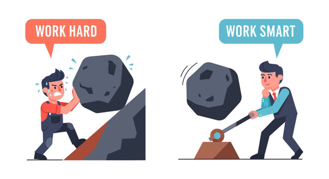 Illustrating the powerful distinction between brute-force effort and strategic problem-solving for achieving goals with greater ease and efficiency
