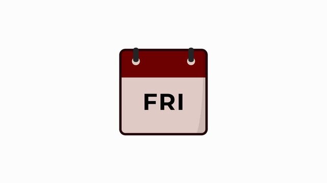 Cheerful animated calendar displaying each day of the week, making scheduling and planning tasks more engaging and visually appealing. Suitable for planning apps and animated websites.