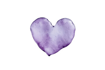 Fototapeta premium Purple watercolor heart creating an organic painted texture, symbolizing love and romance with a transparent background