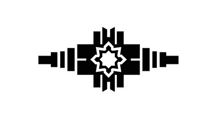 Obraz premium Geometric abstract symbol with starburst design and black geometric shapes on white background for decoration and design