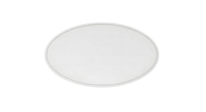 A modern oval shaped led ceiling light fixture with a clean white minimalist design aesthetic isolated on transparent background