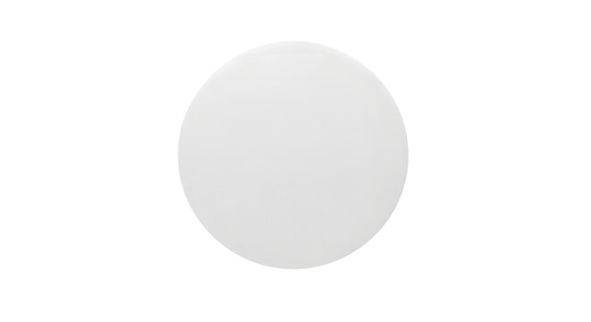 A perfectly smooth and solid white circular disc shape with a clean and simple geometric design isolated on transparent background
