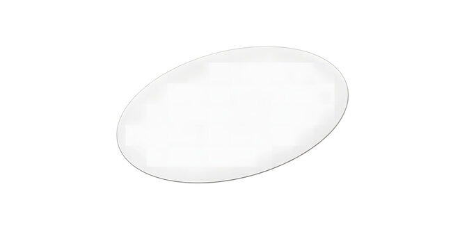 A smooth white oval plate viewed from an elevated angle for elegant food serving and presentation isolated on transparent background