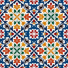 Fototapeta premium Mediterranean Floral Tile Pattern Art