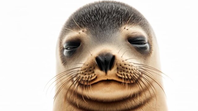 Adorable Seal Pup Face Isolated on White