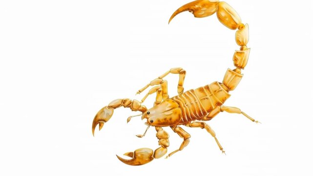 Golden Scorpion Isolated on White Background