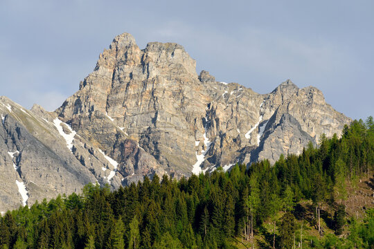 Rocky pinnacles around Serles mountain (2,717 m) near Neustift im Stubaital village in Tirol, Austria.