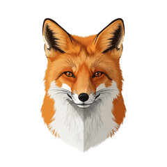 Obraz premium Realistic illustration of a red fox head with striking orange fur and piercing amber eyes, set against a clean white background