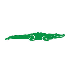Obraz premium Green Crocodile Silhouette Illustration on a White Background, Representing Wildlife and Nature
