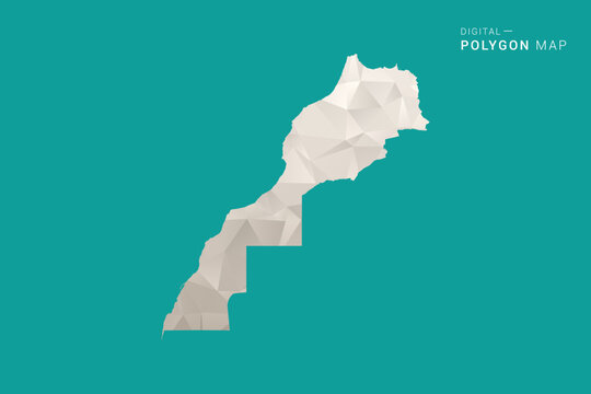 Morocco Map - Green and Gray Polygon Vector Illustration, Low Poly Geometric Design with Clean Minimal Style on Solid Background for Infographic Use.