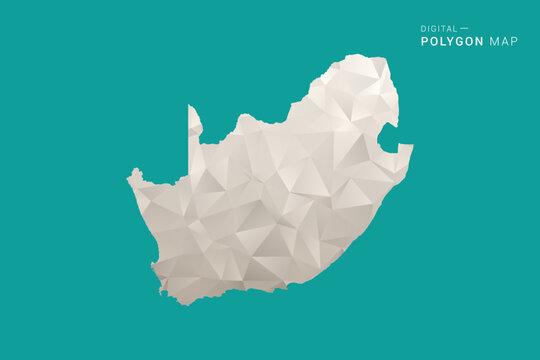 South Africa Map - Green and Gray Polygon Vector Illustration, Low Poly Geometric Design with Clean Minimal Style on Solid Background for Infographic Use.