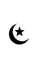 Fototapeta premium Crescent Moon with Star Symbol Icon.