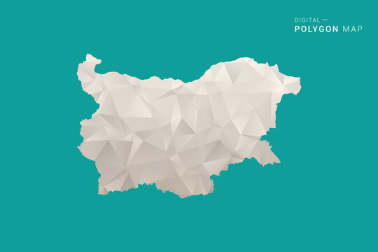 Bulgaria Map - Green and Gray Polygon Vector Illustration, Low Poly Geometric Design with Clean Minimal Style on Solid Background for Infographic Use.