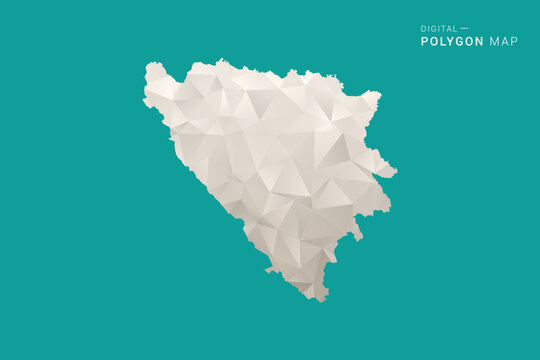Bosnia and Herzegovina Map - Green and Gray Polygon Vector Illustration, Low Poly Geometric Design with Clean Minimal Style on Solid Background for Infographic Use.