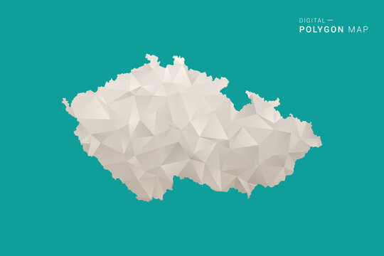 czech republic Map - Green and Gray Polygon Vector Illustration, Low Poly Geometric Design with Clean Minimal Style on Solid Background for Infographic Use.